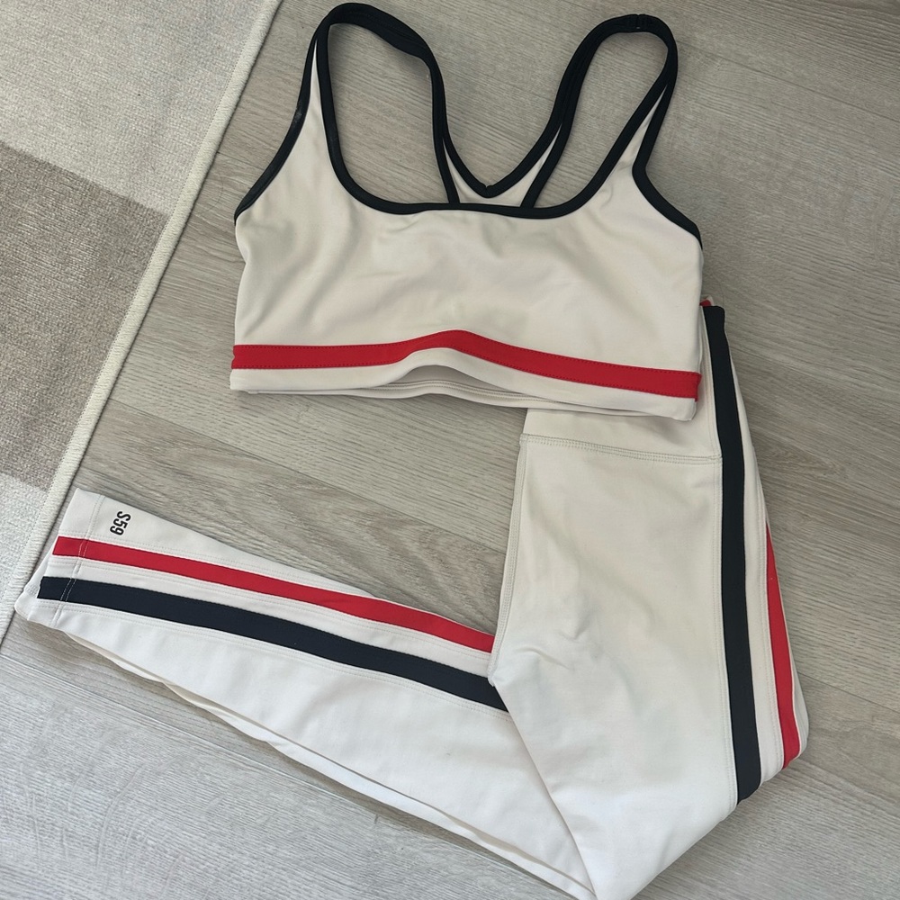 Splits59 White and Red Leggings Set